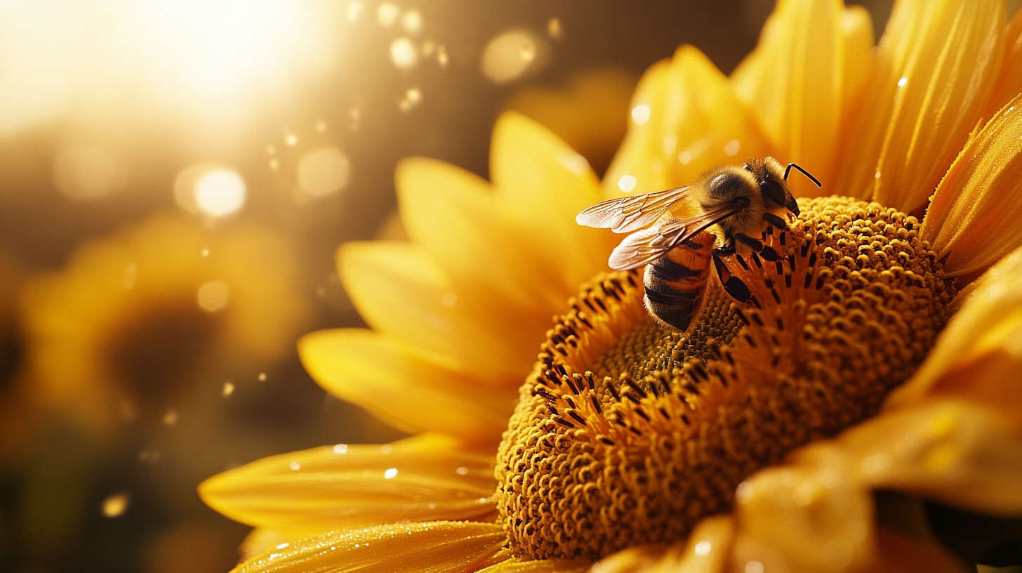Free Bee on Sunflower Photo - Bee, Sunflower, Pollen | Download at ...