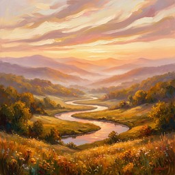 Free Golden Valley Sunset Image - Landscape, Sunset, River | Download ...