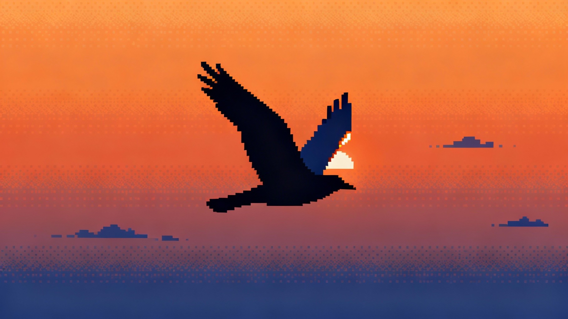 Download Pixelated Dawn Flight Image - Bird, Pixel, Silhouette | StockCake