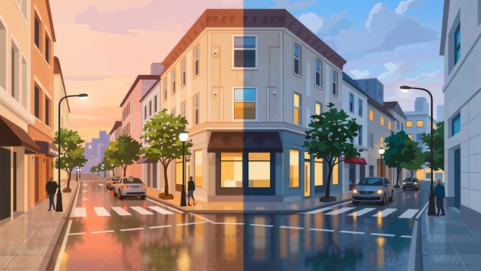 Urban/street Runder Download Twilight Urban Scene Image - Twilight, Urban, Street | StockCake