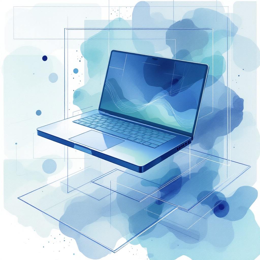 Free Floating Digital Canvas Photo - Watercolor, Laptop, Minimal ...