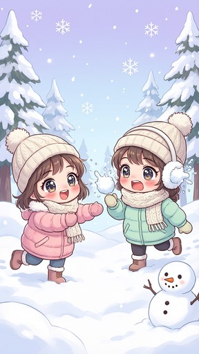 Download Chibi Snowball Fight Stock Images for Free | StockCake