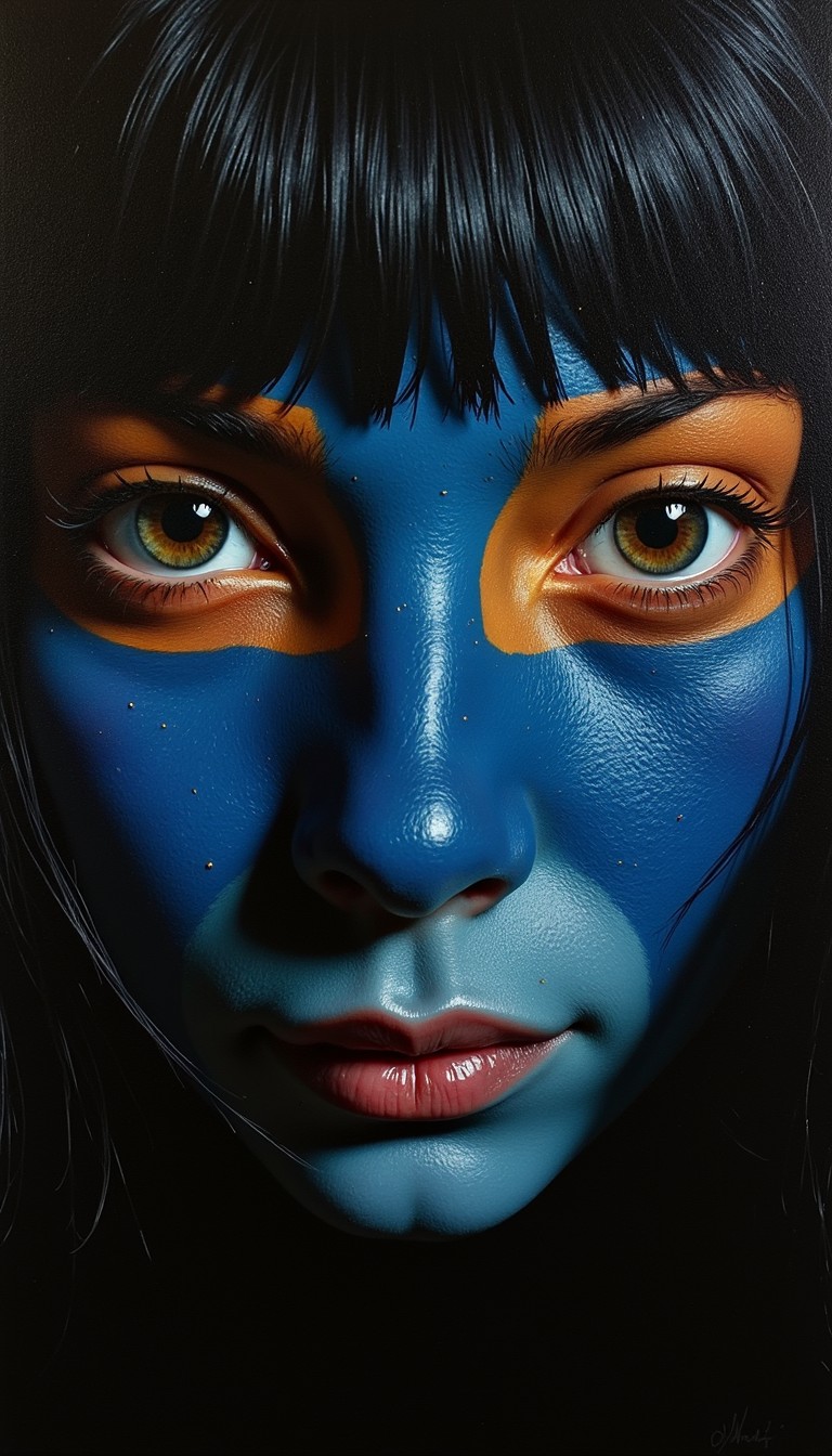 Free Blue Facial Art Image - Blue, Portrait, Tribal | Download at StockCake