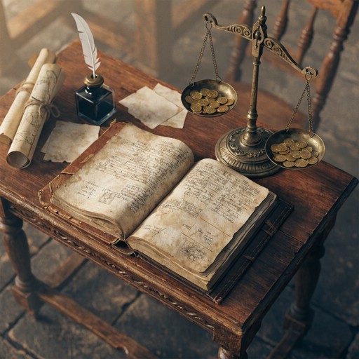 Free Merchant's Golden Ledger Image - Ledger, Scale, Coins | Download ...
