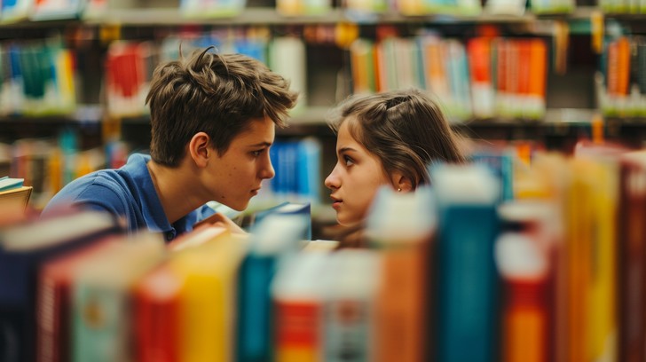 Free Intimate Library Encounter Image - Couple, Library, Intimacy ...