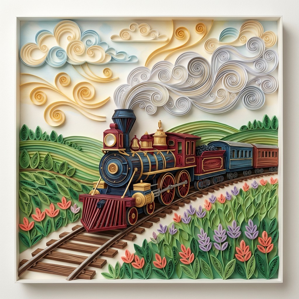 Free Quilled Train Art Image - Quilling, Papercraft, Train | Download ...