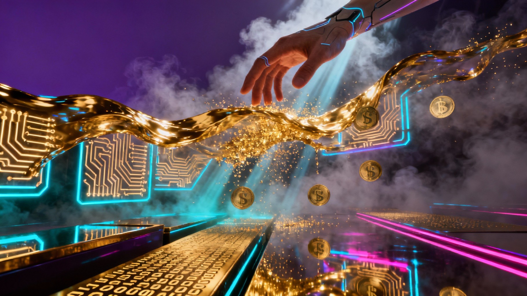 Free Digital Gold Flow Photo - Cyberpunk, Gold, Neon | Download at ...