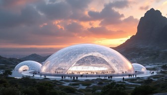 Geodesic Biohome Free Futuristic Mountain Biodome Image - Biodome, Futuristic, Sunset ...