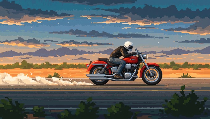 Free Riders Chase Sunset Image - Motorcycle, Pixel, Sunset | Download ...