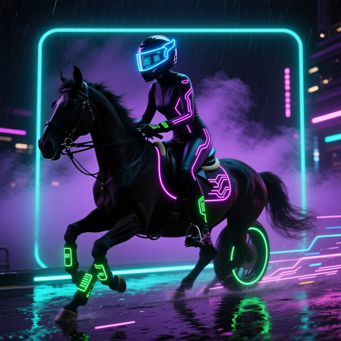 Free Neon Cyberpunk Stagecoach Image - Cyberpunk, Neon, Horse ...