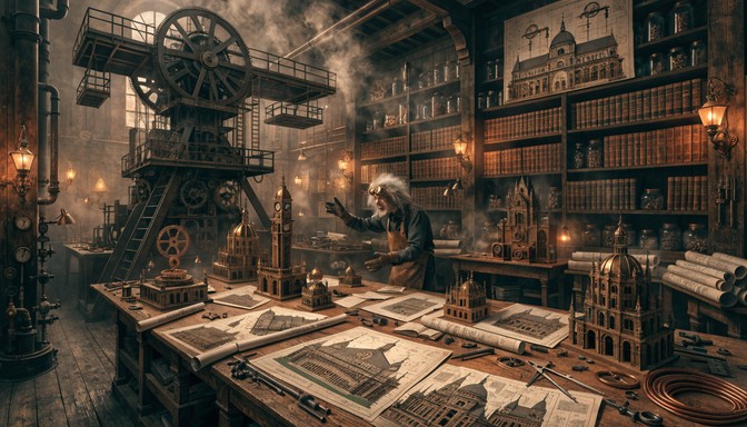 Free Steampunk Blueprint Workshop Image - Steampunk, Blueprints, Gears ...