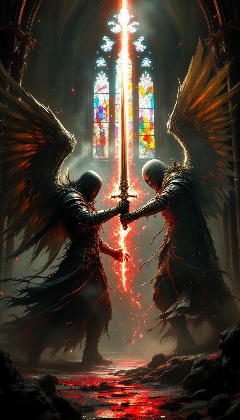 Free Angel Knight Combat Image - Knight, Angel, Cathedral | Download at ...
