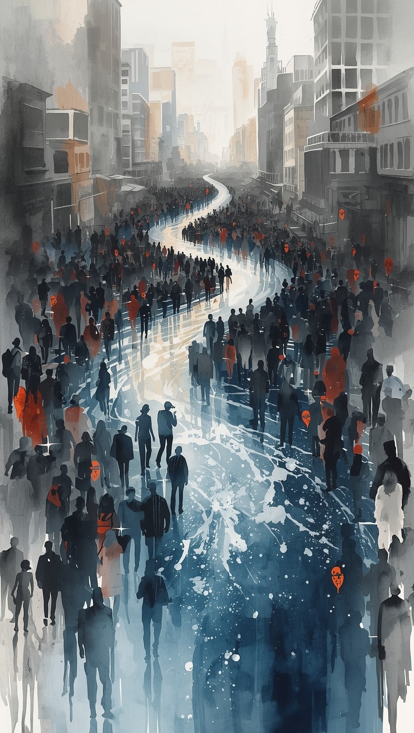 Free Urban River Flows Photo - Watercolor, Urban, Crowd | Download at ...