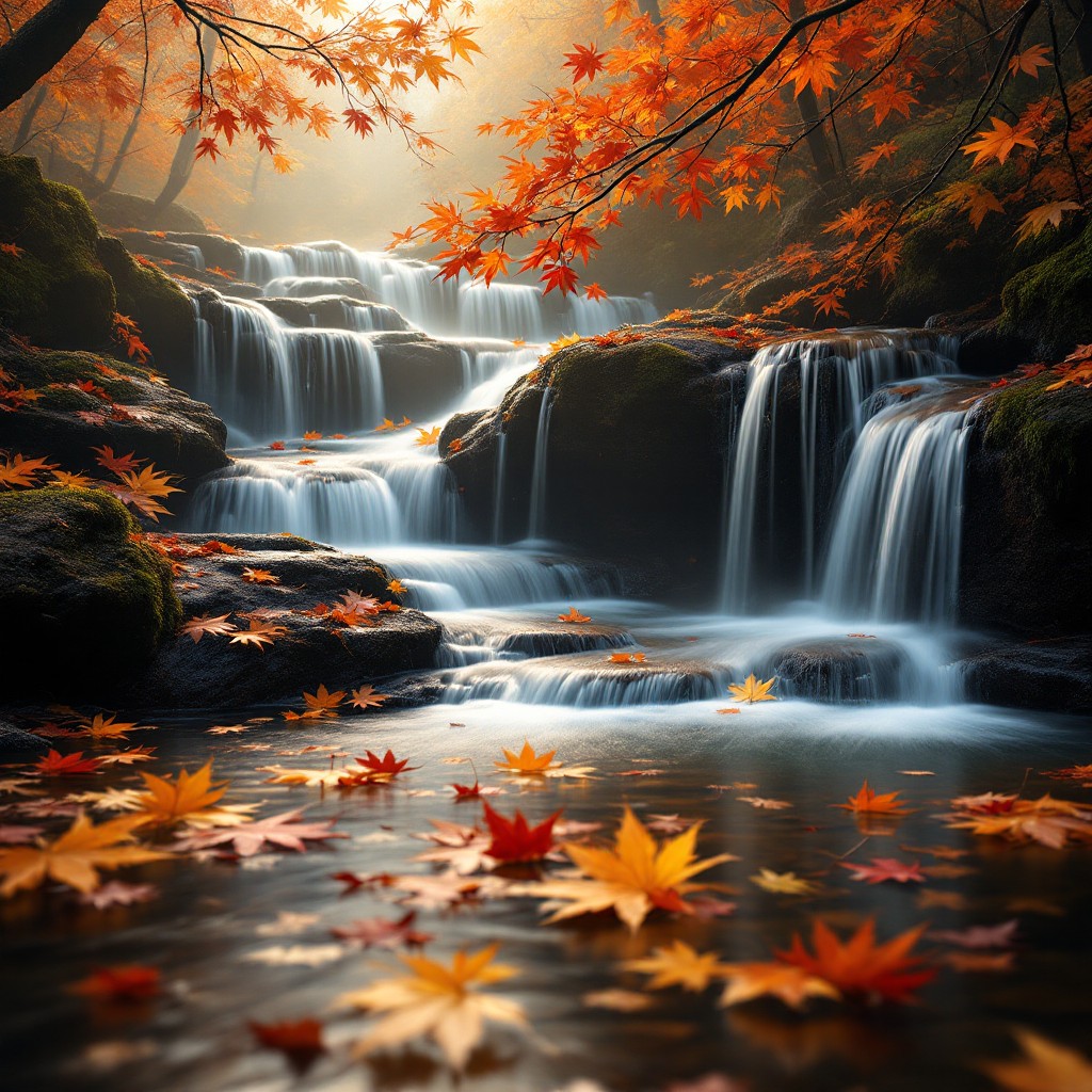 Free Autumn Waterfall Magic Image - Waterfall, Autumn, Nature ...
