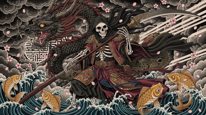 Free Japanese Death Spirit Image - Reaper, Skeleton, Dragon | Download ...