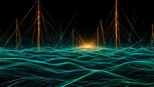 Turqoise Neon This 3D neon illustration turns a stormy sea into a field of glowing ...