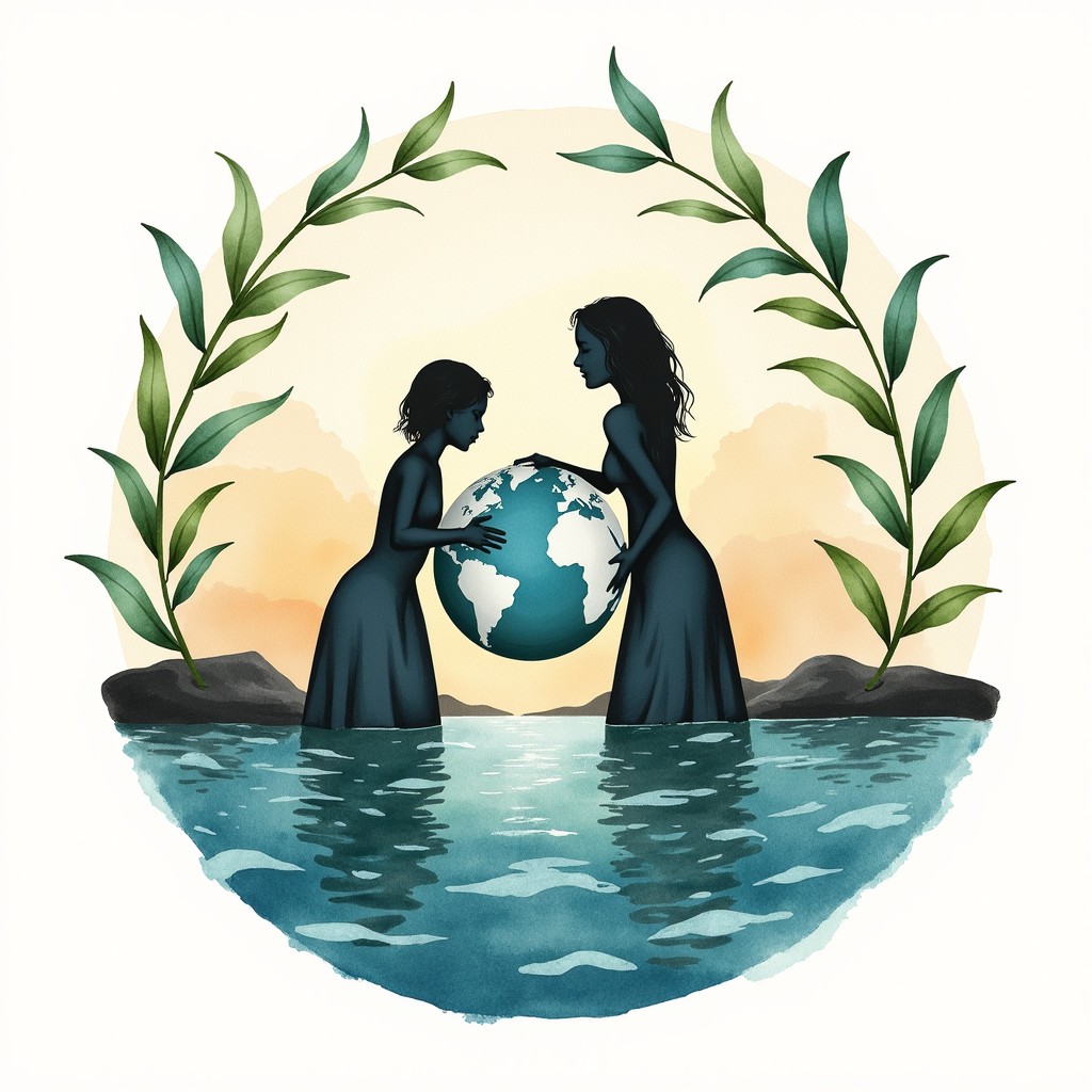 Download Earth's Gentle Embrace Image - Watercolor, Silhouettes, Earth ...
