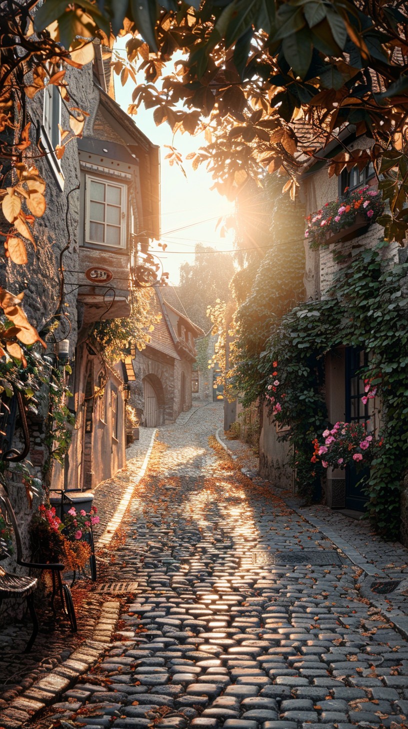 Cobblee Path Free Enchanted Cobbled Path Image - Sunrise, Alley, Cobbles | Download ...