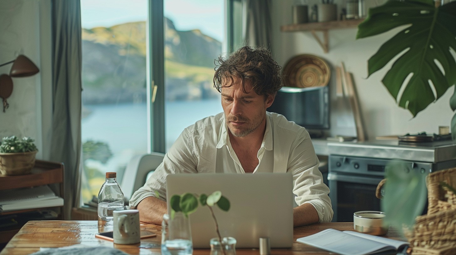 Free Man Working Remotely Image - Man, Laptop, Work | Download at StockCake