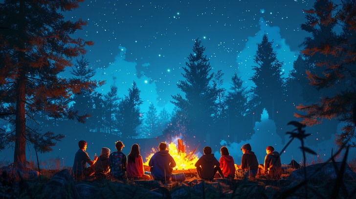 Free Starry Campfire Gathering Image - Campfire, Stars, Forest ...