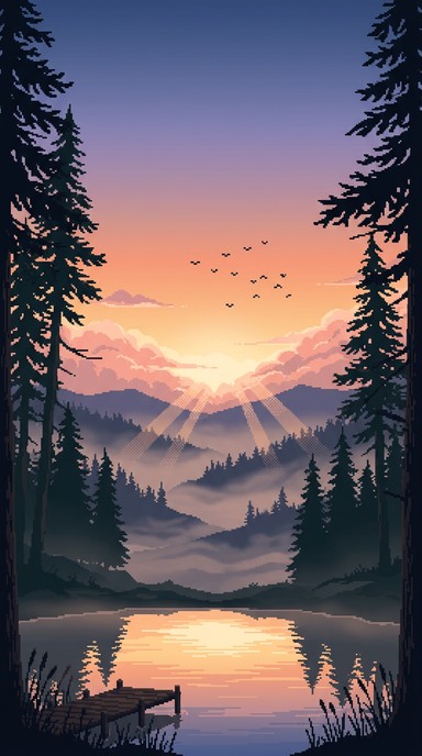 Free Pixel Sunrise Serenity Image - Pixel, Art, Sunrise | Download at ...