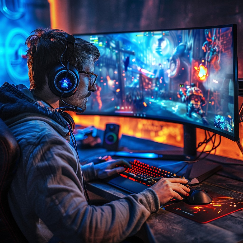 Intense Gaming On Computer Download Intense Gaming Session Image - Gamer, Gaming, Computer | StockCake