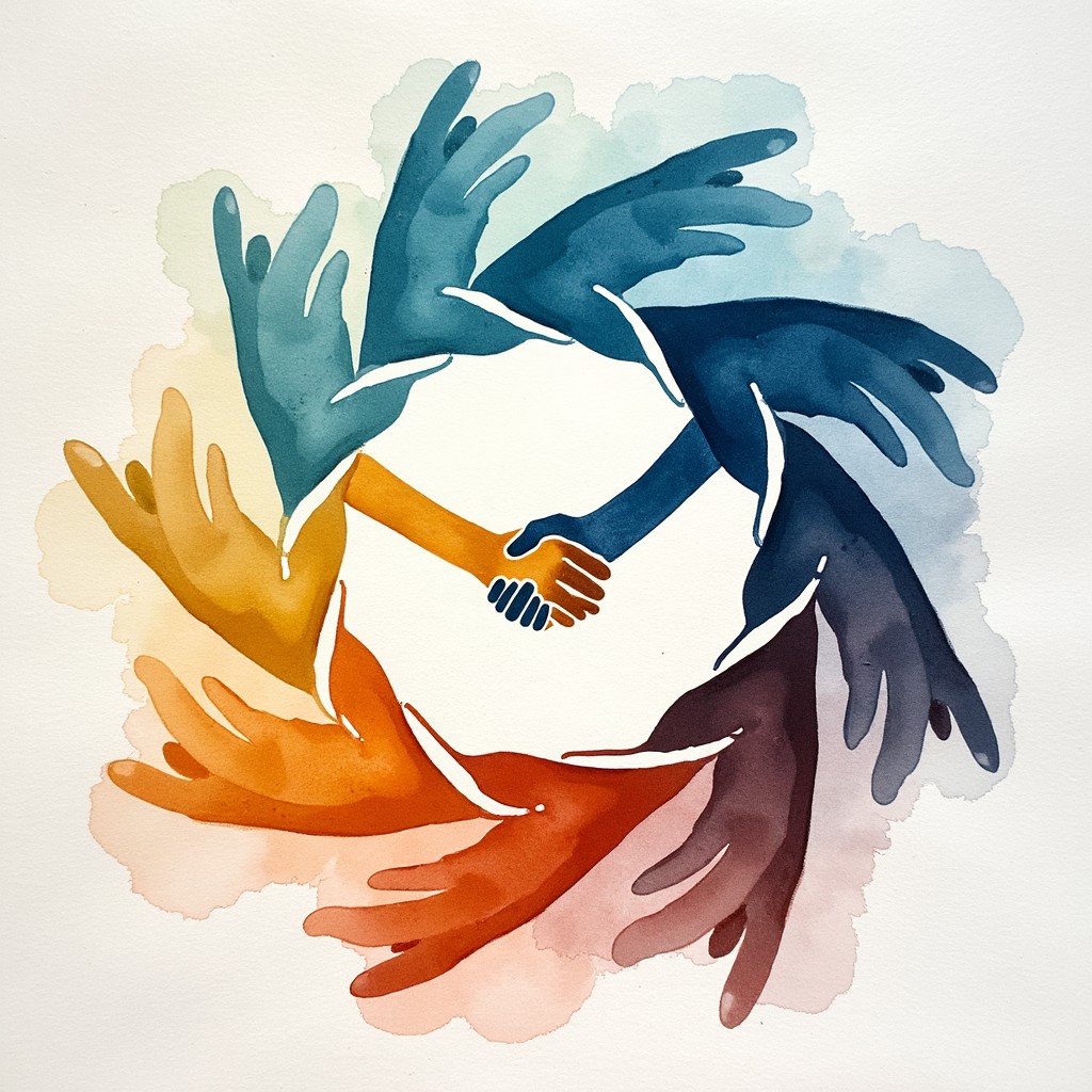 Unity Hand Shake Drawing Free Handshake Unity Spiral Image - Watercolor, Handshake, Spiral ...