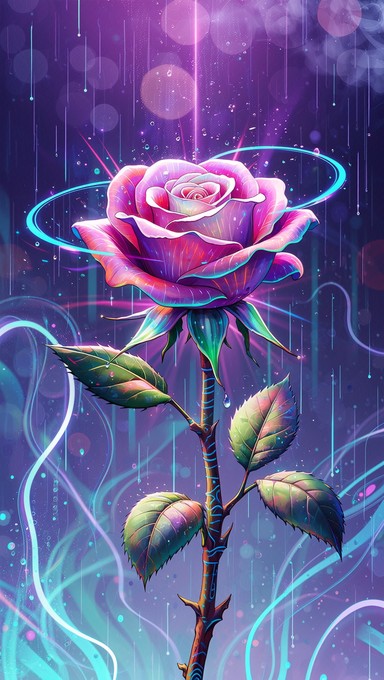 Free Neon Rose Glows Image - Cyberpunk, Rose, Neon | Download at StockCake