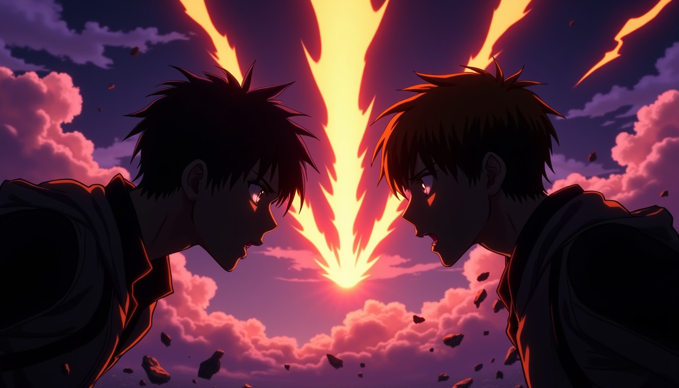 Free Destined Rivals Clash Image - Anime, Confrontation, Silhouettes ...