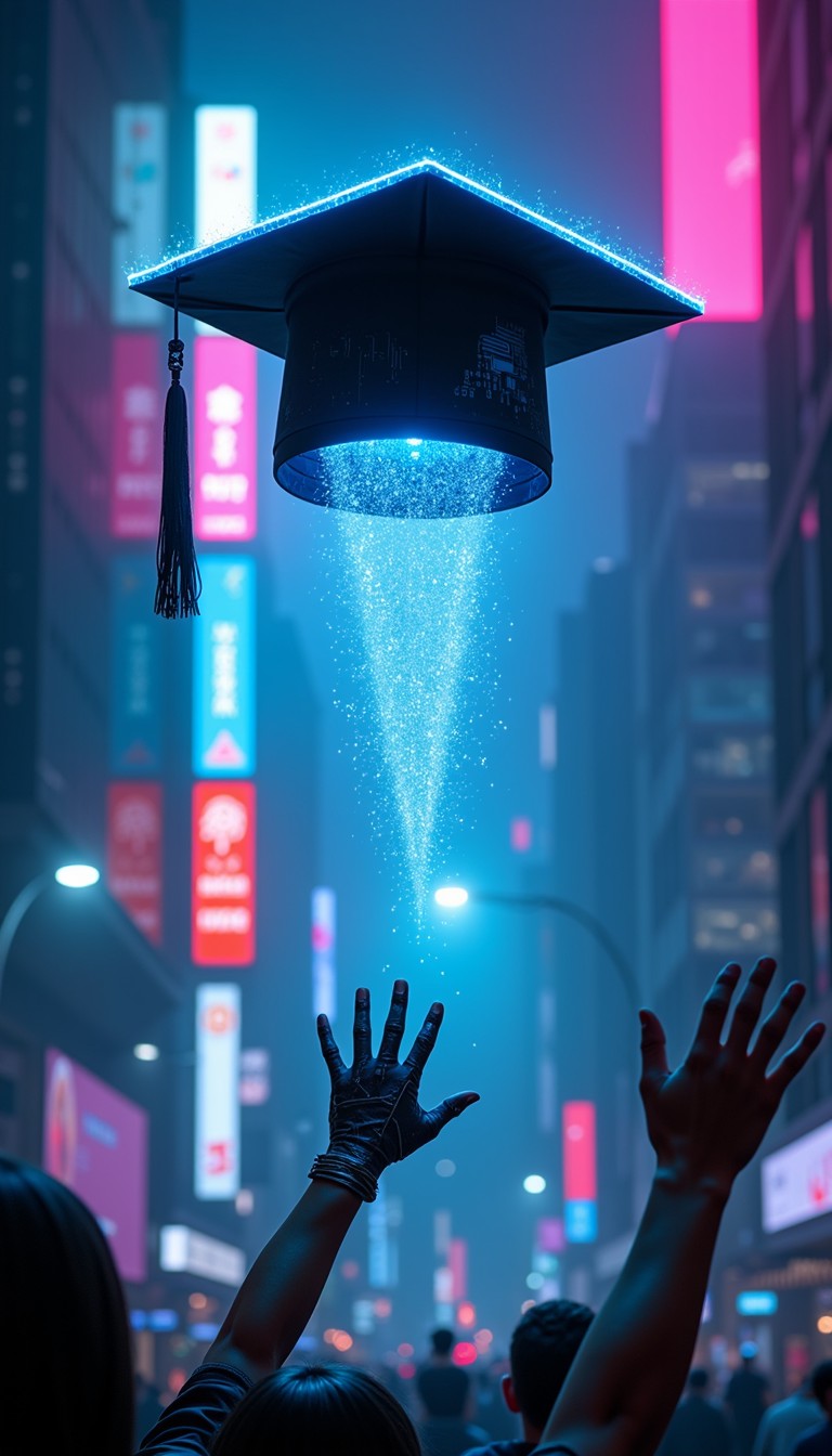 Free Digital Achievement Ascends Image - Graduation, Cyberpunk, Neon ...