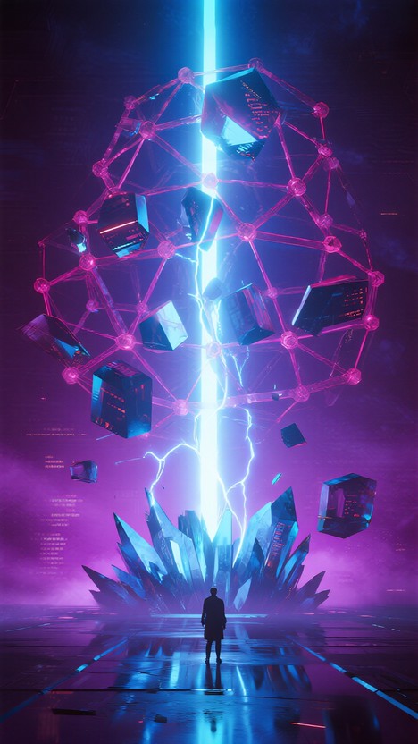 Transcending Floating Free Neon Neural Gateway Image | Download at StockCake