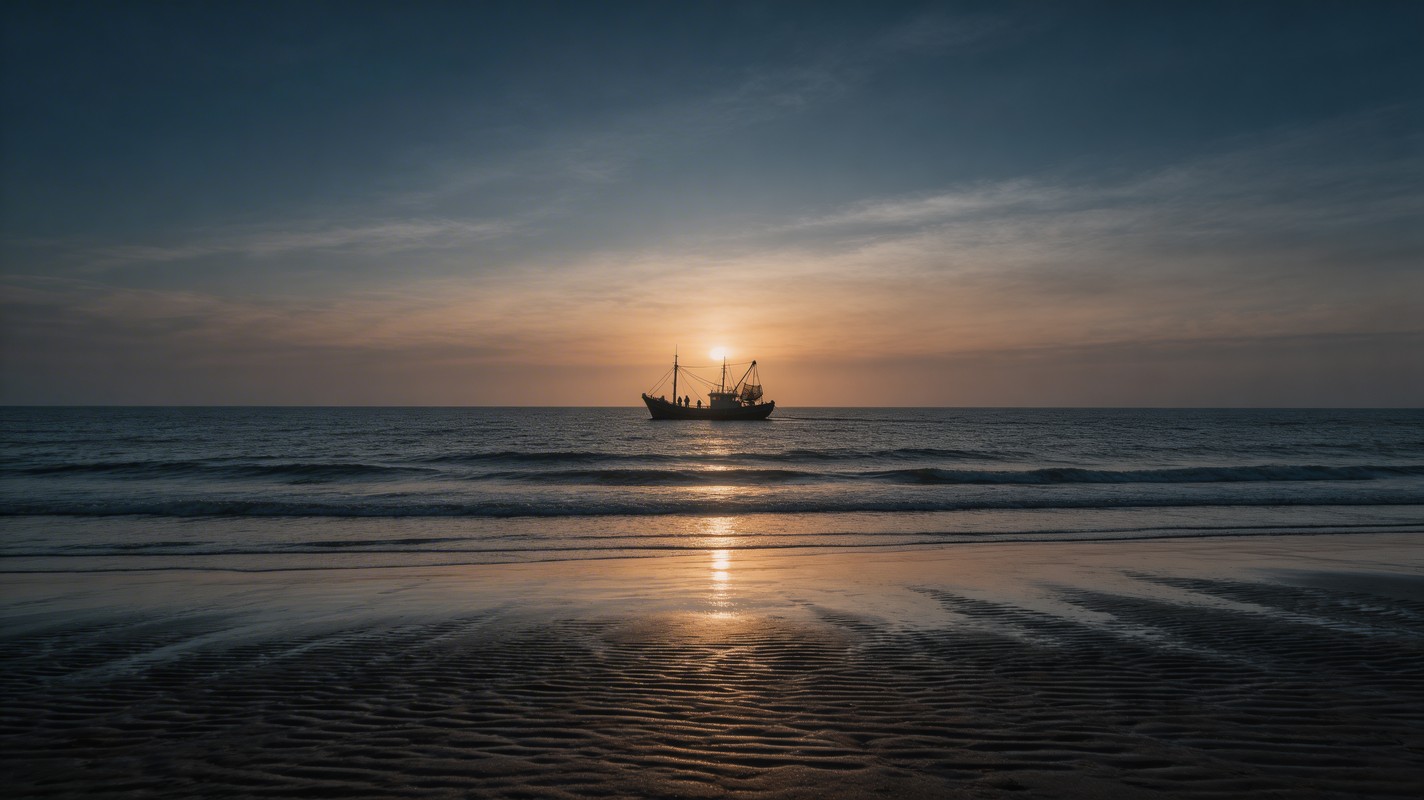 Free Ocean Sunset Silhouette Image - Sunset, Ocean, Boat | Download at ...