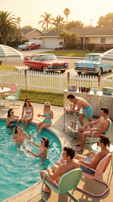 Free Retro Pool Party Image - 1950s, Vintage, Retro | Download at StockCake