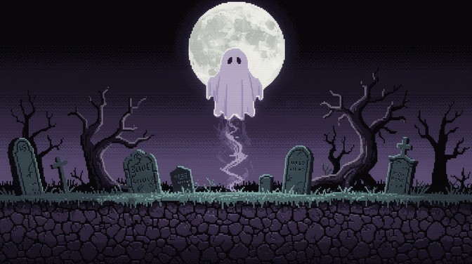 Free Ghostly Pixel Graveyard Image - Ghost, Graveyard, Pixel | Download ...