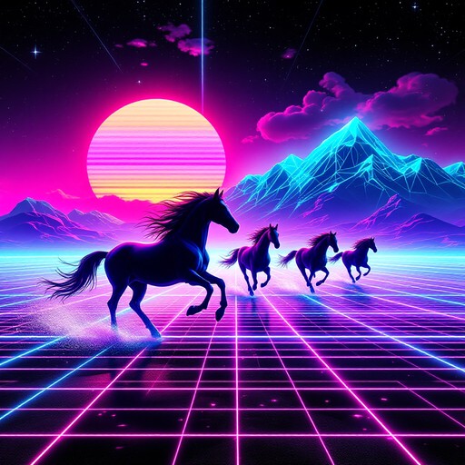 Free Neon Horses Running Image - Synthwave, Horses, Neon | Download at ...