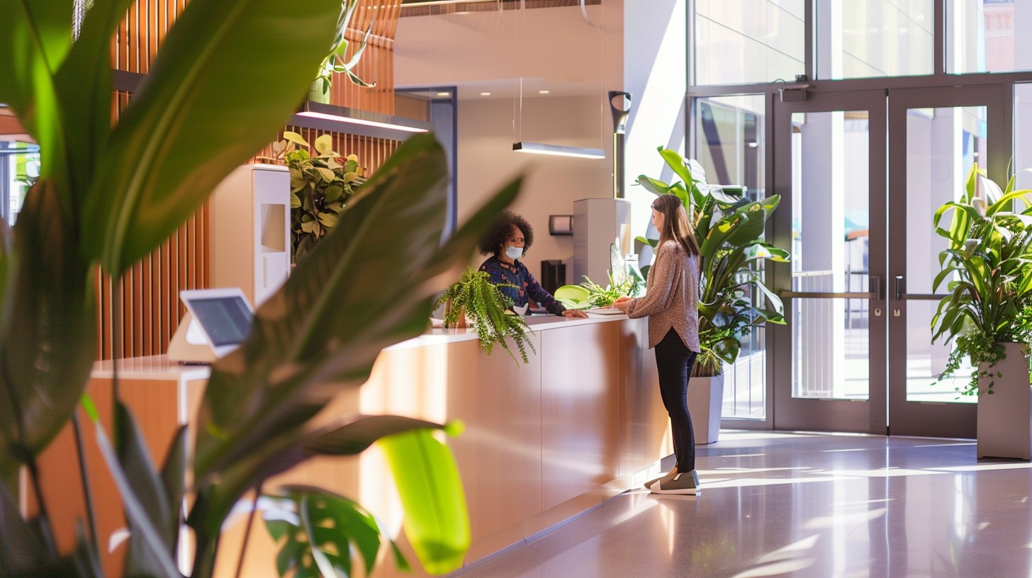 Free Modern Office Reception Image - Office, Reception, Plants ...