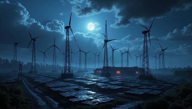 Free Moonlit Energy Farm Image - Windmill, Turbine, Renewable ...