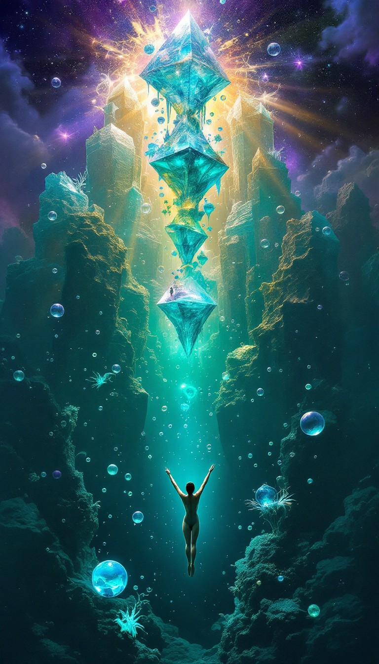 Transcending Floating Free Transcending Cosmic Waters Image - Surreal, Underwater, Cosmic ...