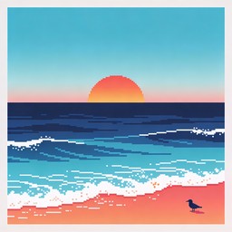 Free Pixel Sunset Serenity Image - Pixel, Art, Seascape | Download at ...