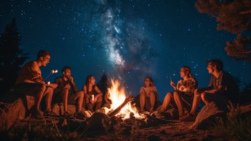 Free Starry Campfire Gathering Image - Campfire, Night, Friends ...