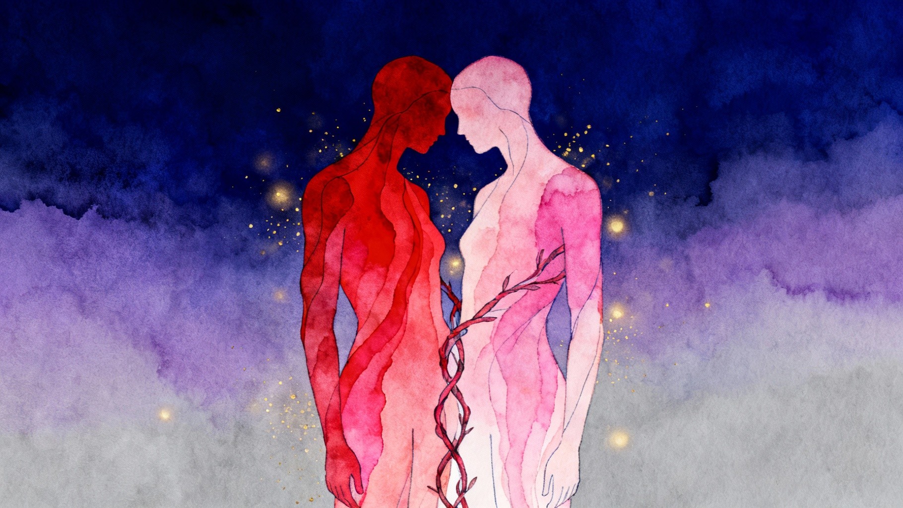 Two Souls Interlinked Free Souls Intertwined Together Image - Connection, Watercolor ...