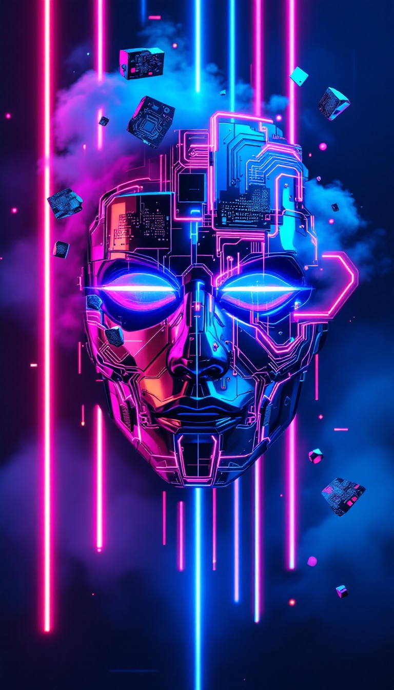 Free Neon Mask Fragments Image - Cyberpunk, Neon, Mask | Download at ...