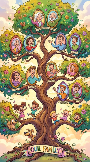 Download Cartoon Family Tree Image - Illustration, Cartoon, Family ...