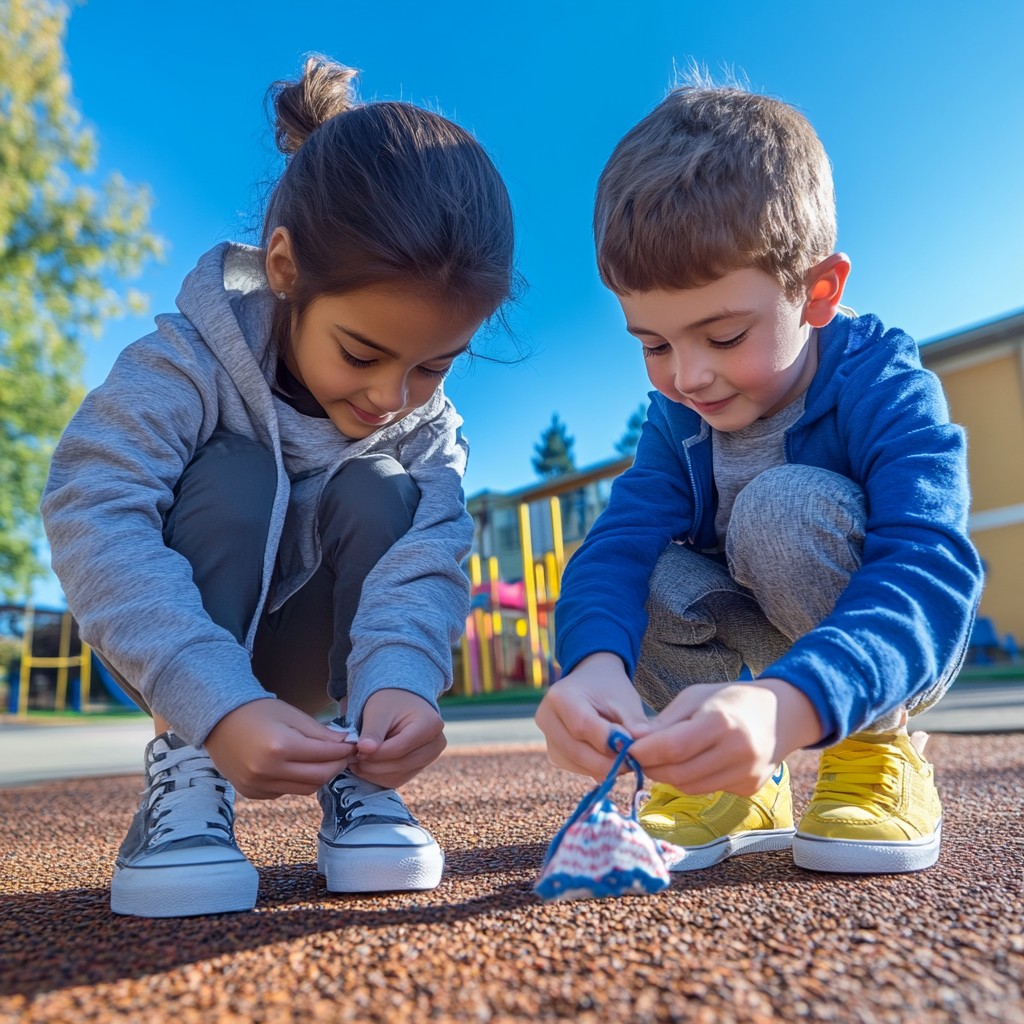 Free Kids tying shoelaces Image - Children, Playground, Shoelaces ...