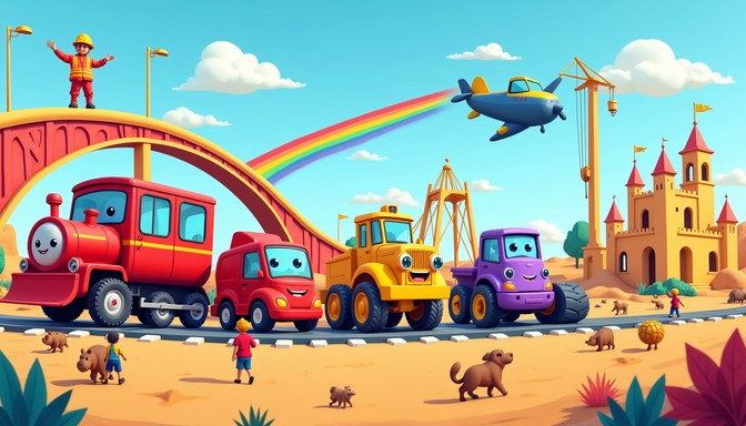 Free Happy Machine World Image - Train, Bulldozer, Crane | Download at ...