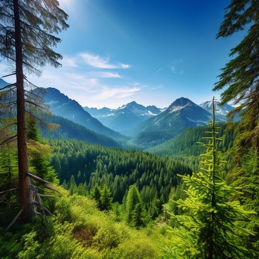 Free Mountain Valley View Image - Mountains, Forest, Green