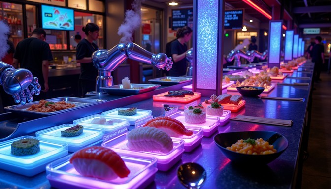 Free Neon sushi bar Image | Download at StockCake