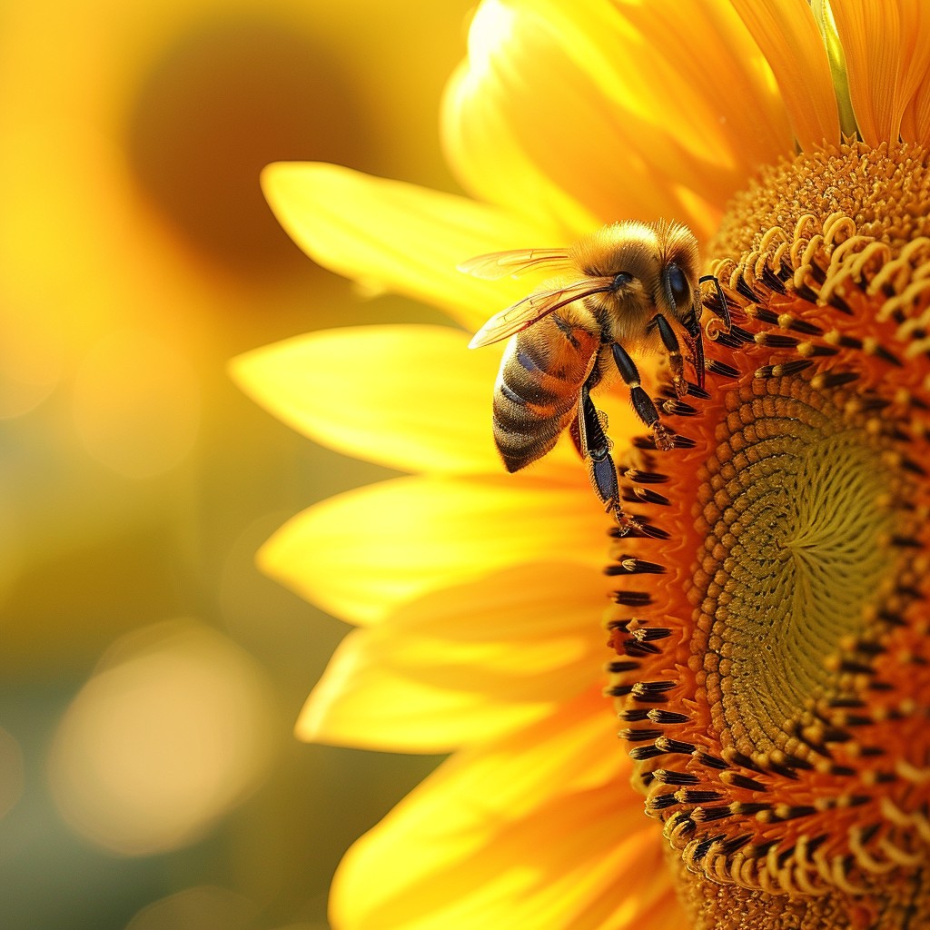 Free Bee Pollinating Sunflower Image - Bee, Sunflower, Pollination ...