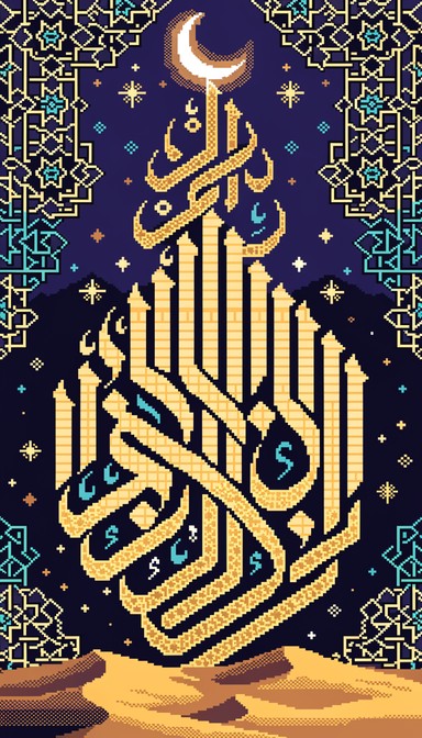 Download Pixel Mosque Twilight Image - Pixel, Mosque, Retro | StockCake