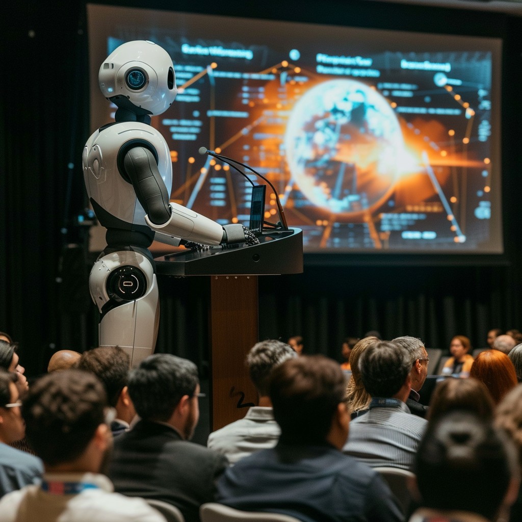 Free Robot Leading Presentation Image - Robot, Presentation, Conference ...